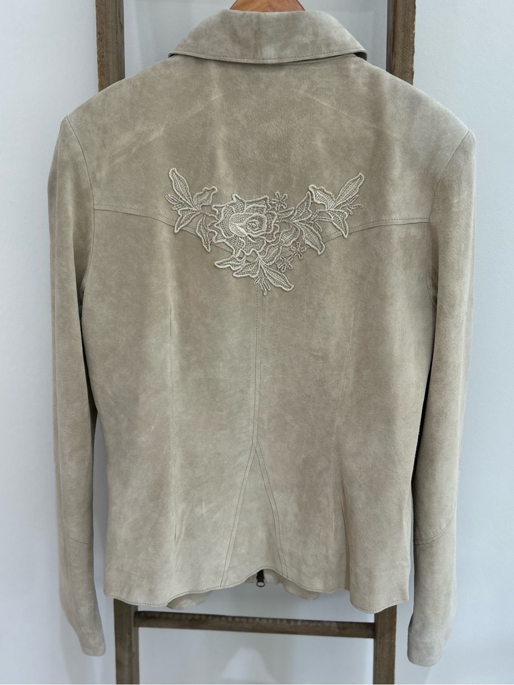 Together Y2K Beige Suede Leather Zip-Front Jacket Women’s Size 12 Boho Western - Picture 3 of 10